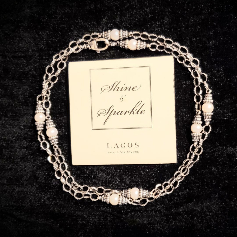 LAGOS Luna Pearl & Link Sterling Necklace